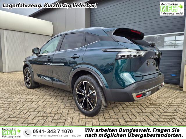 Nissan Qashqai - 1.3 DIG-T MHEV 158 PS X-Tronic Tekna Voll-Leder Klimaautomatik PanoGlasdach Sitzheizung Lenkradheizung Navi Head-Up Display elektr. Heckklappe ACC PDC v+h 360&deg;Kamera DAB Bluetooth Touchscreen Apple CarPlay Android Auto 19"LM