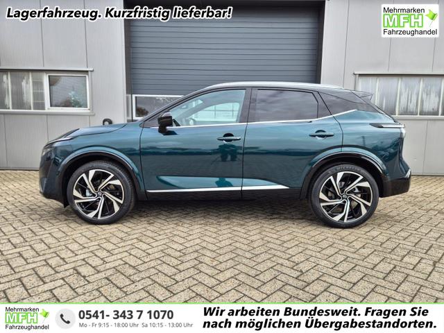 Nissan Qashqai 1.3 DIG-T MHEV 158 PS X-Tronic Tekna Premium Paket 20"LM Teil-Leder PanoGlasdach Klimaautomatik Sitzheizung Lenkradheizung Navi Head-Up Display elektr. Heckklappe ACC PDC v+h 360&deg;Kamera DAB Bluetooth Touchscreen Apple CarPlay Android Auto 