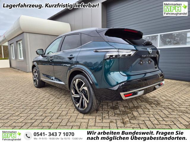 Nissan Qashqai - 1.3 DIG-T MHEV 158 PS X-Tronic Tekna Premium Paket 20"LM Teil-Leder PanoGlasdach Klimaautomatik Sitzheizung Lenkradheizung Navi Head-Up Display elektr. Heckklappe ACC PDC v+h 360&deg;Kamera DAB Bluetooth Touchscreen Apple CarPlay Android Auto