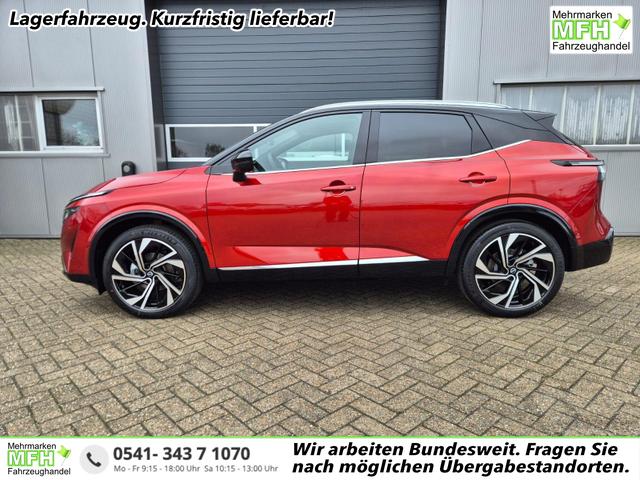 Nissan Qashqai 1.3 DIG-T MHEV 158 PS X-Tronic Tekna Premium Paket 20"LM Teil-Leder PanoGlasdach Klimaautomatik Sitzheizung Lenkradheizung Navi Head-Up Display elektr. Heckklappe ACC PDC v+h 360&deg;Kamera DAB Bluetooth Touchscreen Apple CarPlay Android Auto 