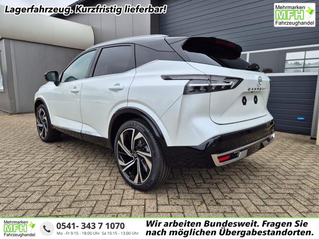 Nissan Qashqai - 1.3 DIG-T MHEV 158 PS X-Tronic Tekna Premium Paket 20"LM Teil-Leder PanoGlasdach Klimaautomatik Sitzheizung Lenkradheizung Navi Head-Up Display elektr. Heckklappe ACC PDC v+h 360&deg;Kamera DAB Bluetooth Touchscreen Apple CarPlay Android Auto