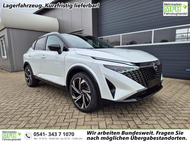 Nissan Qashqai - 1.3 DIG-T MHEV 158 PS X-Tronic Tekna Premium Paket 20"LM Teil-Leder PanoGlasdach Klimaautomatik Sitzheizung Lenkradheizung Navi Head-Up Display elektr. Heckklappe ACC PDC v+h 360&deg;Kamera DAB Bluetooth Touchscreen Apple CarPlay Android Auto