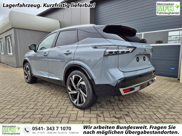 Nissan Qashqai - 1.3 DIG-T MHEV 158 PS X-Tronic Tekna Premium Paket 20"LM Teil-Leder PanoGlasdach Klimaautomatik Sitzheizung Lenkradheizung Navi Head-Up Display elektr. Heckklappe ACC PDC v+h 360&deg;Kamera DAB Bluetooth Touchscreen Apple CarPlay Android Auto
