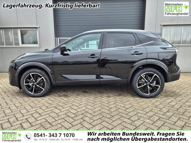 Nissan Qashqai - 1.3 DIG-T MHEV 158 PS X-Tronic Tekna Voll-Leder Klimaautomatik PanoGlasdach Sitzheizung Lenkradheizung Navi Head-Up Display elektr. Heckklappe ACC PDC v+h 360&deg;Kamera DAB Bluetooth Touchscreen Apple CarPlay Android Auto 19"LM