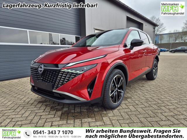 Nissan Qashqai - 1.3 DIG-T MHEV 158 PS X-Tronic Tekna Voll-Leder Klimaautomatik PanoGlasdach Sitzheizung Lenkradheizung Navi Head-Up Display elektr. Heckklappe ACC PDC v+h 360&deg;Kamera DAB Bluetooth Touchscreen Apple CarPlay Android Auto 19"LM