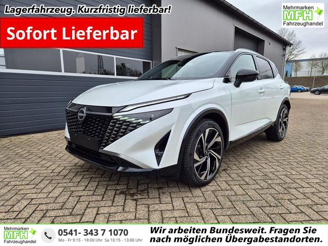 Nissan Qashqai - 1.3 DIG-T MHEV 158 PS X-Tronic Tekna Premium Paket 20"LM Teil-Leder PanoGlasdach Klimaautomatik Sitzheizung Lenkradheizung Navi Head-Up Display elektr. Heckklappe ACC PDC v+h 360&deg;Kamera DAB Bluetooth Touchscreen Apple CarPlay Android Auto