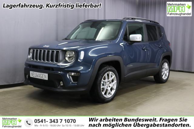 Jeep Renegade - Limited 1.5 T4 DCT7 e-Hybrid 96kW, Winter-Paket, 8.4"-Navigationssystem, Radio DAB, AppleCarPlay&AndroidAuto, Tempomat, LaneSense, Lichtsensor, Nebelscheinwerfer, 17"-Leichtmetallfelgen, uvm.