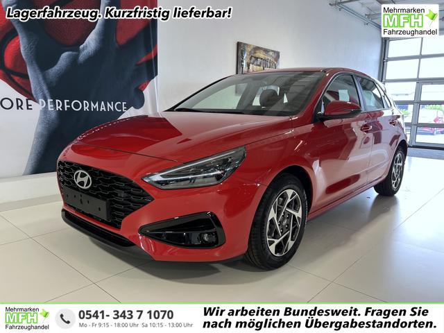 Hyundai i30 - GO 1.0 T-GDI 73 kW (100 PS) Toter-Winkel-Assistent, 2-Zonen-Klimaautomatik, PDC vorne und hinten, Rückfahrkamera, LED-Scheinwerfer, Sitzheizung, Lenkradheizung, Navigationssystem, Radio mit DAB, Apple CarPlay, Android Auto, 16 Zoll Leichtmetallfelgen