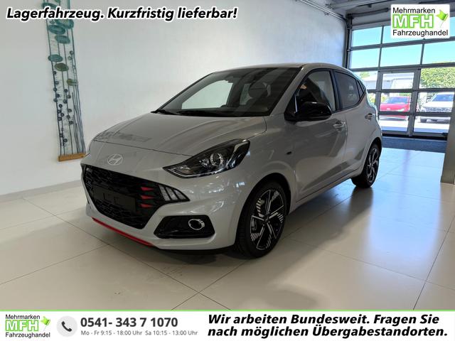 Hyundai i10 - N Line 1.0 T-GDI 66 kW (90 PS) Interieur-Paket, Lenkradheizung, Sitzheizung, Klimaautomatik, Radio, DAB, Apple CarPlay, Android Auto, Navigationssystem, R&uuml;ckfahrkamera, Verkehrszeichenerkennung, Tempomat, 16 Zoll Leichtmetallfelgen, uvm.