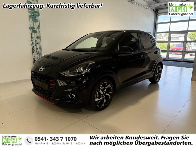 Hyundai i10 - N Line 1.0 T-GDI 66 kW (90 PS) Line-Interieur-Paket, Lenkradheizung, Sitzheizung, Klimaautomatik, Radio, DAB, Apple CarPlay, Android Auto, Navigationssystem, R&uuml;ckfahrkamera, Verkehrszeichenerkennung, Tempomat, 16 Zoll Leichtmetallfelgen, uvm.