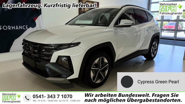 Hyundai TUCSON - GO 1.6 T-GDI 48V 2WD DCT 117 kW (160 PS) Lenkradheizung, Sitzheizung, 2-Zonen-Klimaautomatik, Navigationssystem, Android Auto, Apple CarPlay, Induktive Ladestation, Radio, DAB, Smart-Key, Privacy Glass, Rückfahrkamera, 18 Zoll Leichtmetallfelgen, uvm.
