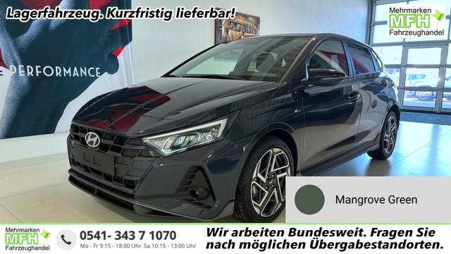 Hyundai i20 - N Line 1.0 T-GDI DCT 73 kW (100 PS) Induktionsladestation, Toter-Winkel-Assis. Lenkradheizung, Sitzheizung, Klimaautomatik, Android Auto, Apple CarPlay, Navigationssystem, Virtual Cockpit, Einparkhilfe v + h, R&uuml;ckfahrkamera, 17 Zoll Leichtmetallfelgen, uvm.