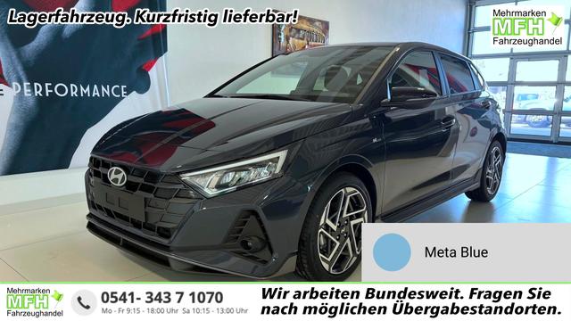 Hyundai i20 - N Line 1.0 T-GDI DCT 73 kW (100 PS) Induktionsladestation, Toter-Winkel-Assis. Lenkradheizung, Sitzheizung, Klimaautomatik, Android Auto, Apple CarPlay, Navigationssystem, Virtual Cockpit, Einparkhilfe v + h, R&uuml;ckfahrkamera, 17 Zoll Leichtmetallfelgen, uvm.
