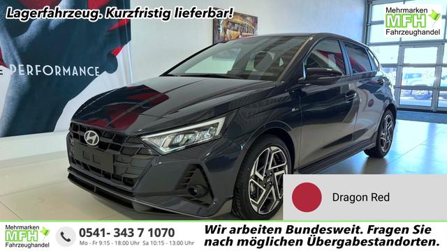 Hyundai i20 - N Line 1.0 T-GDI DCT 73 kW (100 PS) Induktionsladestation, Toter-Winkel-Assis. Lenkradheizung, Sitzheizung, Klimaautomatik, Android Auto, Apple CarPlay, Navigationssystem, Virtual Cockpit, Einparkhilfe v + h, R&uuml;ckfahrkamera, 17 Zoll Leichtmetallfelgen, uvm.