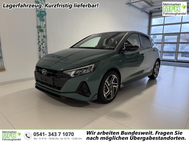 Hyundai i20 - N Line 1.0 T-GDI DCT 73 kW (100 PS) Induktionsladestation, Toter-Winkel-Assis. Lenkradheizung, Sitzheizung, Klimaautomatik, Android Auto, Apple CarPlay, Navigationssystem, Virtual Cockpit, Einparkhilfe v + h, R&uuml;ckfahrkamera, 17 Zoll Leichtmetallfelgen, uvm.