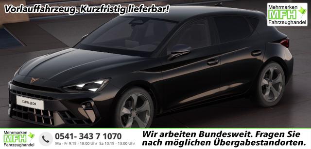 Cupra Leon - Basis 1.5 TSI 150PS 6-Gang, 5 Jahre Garantie, SCHWARZ-METALLIC, AHK SCHWENKBAR, MATRIX-LED, EDGE-PAKET, WINTER-PAKET, 18" Alufelgen, Voll-LED-Scheinwerfer, 3Z-Climatronic, ACC/Tempomat, Digitales Cockpit, Full Link, Parksensoren v/h, Privacy-Glas, M-Lederlenkra