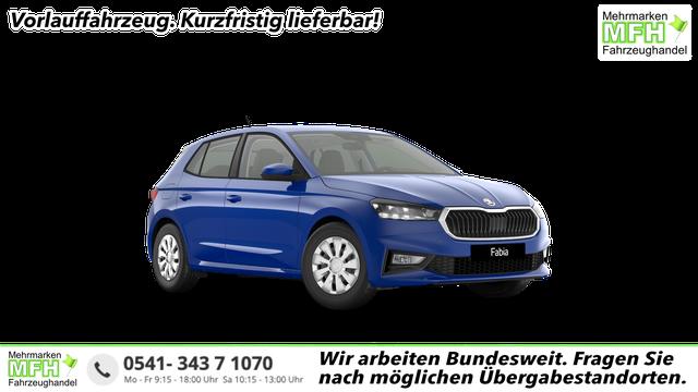 Skoda Fabia - Extra 1.0 80PS, 5 Jahre Garantie, Energy-Blau, Klimaanlage, Parksensoren hinten, Infotainment 8", Virtual Cockpit, LED-Scheinwerfer, Nebelscheinwerfer, Wireless SmartLink (Navi-Funktion &uuml;ber Smartphone), Armlehne vorn, Fu&szlig;matten