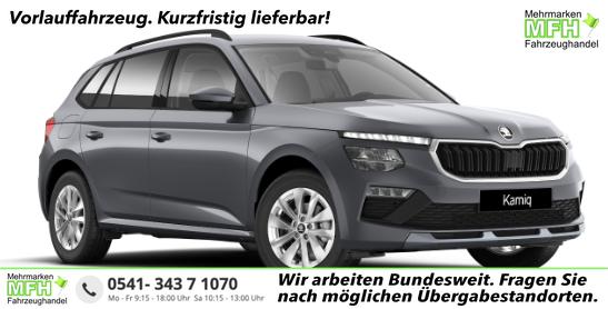 Skoda Kamiq - Extra 1.0 TSI 116PS, 5 J Garantie, METALLIC, ANH&Auml;NGERKUPPLUNG, 16" Alu, Climatronic, Radio 8" + SmartLink, Parksensoren hinten, R&uuml;ckfahrkamera, Sitzheizung, SunSet, Tempomat, Armlehne, NSW, LED-Scheinwerfer, Dachreling, Virtual Cockpit, Reserverad