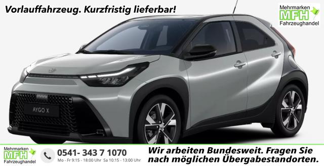 Toyota Aygo X - Pulse 1.5 Hybrid 115PS CVT/AUTOMATIK, 3 Jahre Garantie, 17" Alufelgen, Uni-Lackierung Tarragon /Dach schwarz, Privacy-Glas, Sitzheizung, R&uuml;ckfahrkamera, Klimaautomatik, Audiosystem 9" + Smartphone-Integration, Lederlenkrad, ACC, ZV mit Fernbedienung