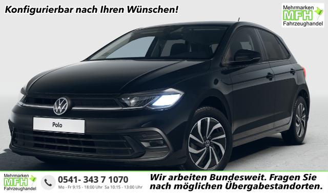 Volkswagen Polo LIFE 1.0 TSI 95PS, 15" ALU, PARKSENSOREN HI, RADIO COMPOSITION/USB VO+HI/BT/DAB/APP-CONNECT KLIMA LED-SCHEINW./-RÜCKLEUCHTEN NEBELSCHEINW. LANE ASSIST MÜDIGKEITSERK. DIG. COCKPIT MUFU-LEDERLENKRAD AUßENSPIEGEL ANKLAPPBAR MITTELARML. DOPPELTER LADEBODEN 