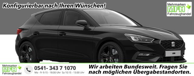 Seat Leon - FR Black Edition 1.5 TSI 150PS, 5J GARANTIE, 18" Alu schwarz, Winterpaket, Alarm, 3-Zonen-Climatronic, Abgedunkelte Scheiben, Park Assistent, R&uuml;ckfahrkamera, Parksensoren vorn/hinten, Sportsitze, NAVIGATION 12,9", Adaptiver Tempomat, TOTER-WINKEL, MATRIX-LED-SCHEINWERFER