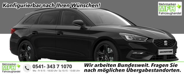 Seat Leon Sportstourer - FR Black Edition 1.5 TSI 150PS, 5J Garantie, 18" Alu schwarz Winterpaket, Alarm, 3-Zonen-Climatronic, Abgedunkelte Scheiben, Park Assistent, R&uuml;ckfahrkamera, Parksensoren vorn/hinten, Sportsitze, NAVIGATION 12,9", ACC, TOTER-WINKEL, MATRIX-LED-SCHEINWERFER