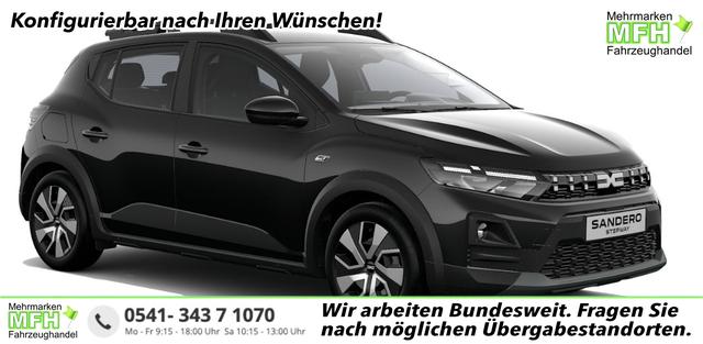 Dacia Sandero Stepway - Expression 1.0 TCe 110, NEUES MODELL, 3J Garantie, Klimaanlage, Lederlenkrad, Parksensoren hinten, R&uuml;ckfahrkamera, Dachreling, Tempomat, Multimedia System 10" + Smartphone-Spiegelung, Regen-/Licht-Sensor, ZV mit Fernbedienung, Elektr. Fensterheber v/h, NSW, Armlehn