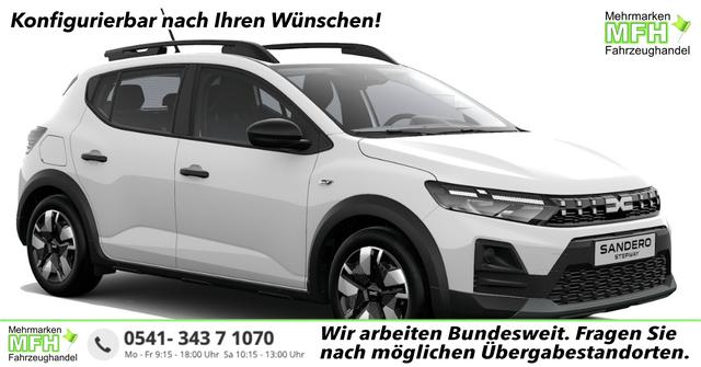 Dacia Sandero Stepway - Essential 1.0 TCe 110, NEUES MODELL, 3 Jahre Garantie, KLIMAANLAGE, Dachreling, Parksensoren hinten, Tempomat, Multimedia-System Media Control, Regen-/Licht-Sensor, Zentralverriegelung mit Fernbedienung, Elektr. Fensterheber vorne, Fahrersitz h&ouml;henverstellbar