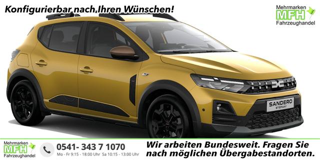 Dacia Sandero Stepway Extreme 1.2 Eco-G 120 LPG/Benzin AUTOMATIK, NEUES MODELL, 3J Garantie, 16" ALU, Klimaautomatik, Lederlenkrad, Parksensoren vorn/hinten, R&uuml;ckfahrkamera, Toter-Winkel, Hands-Free, Tempomat, Multimedia System 10" + Smartphone-Spiegelung, 4x FH elektr, NSW, Armlehne 