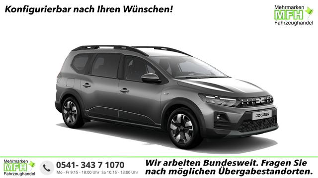Dacia Jogger Expression 1.8 hybrid (Benzin/Elektro)155 AUTOMATIK, 7-SITZPL&Auml;TZE, 3 Jahre Garantie, Klima, Parksensoren hinten, R&uuml;ckfahrkamera, Abgedunkelte Scheiben Lederlenkrad, Nebelscheinwerfer, Armlehne, Media Display 10 + Smartphone-Spiegelung, Tempomat, Dachreling 