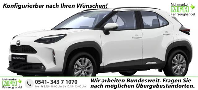 Toyota Yaris Cross - Active 1.5 hybrid 116PS CVT (Automatik), 3 Jahre Garantie, 16" Alu, Winterpaket (Sitzheizung, Lederlenkrad beheizt), R&uuml;ckfahrkamera, Klimaautomatik, ACC Tempomat, Multimedia 9" + Smartphone-Integration, Mittelarmlehne, Nebelscheinwerfer, Dachreling