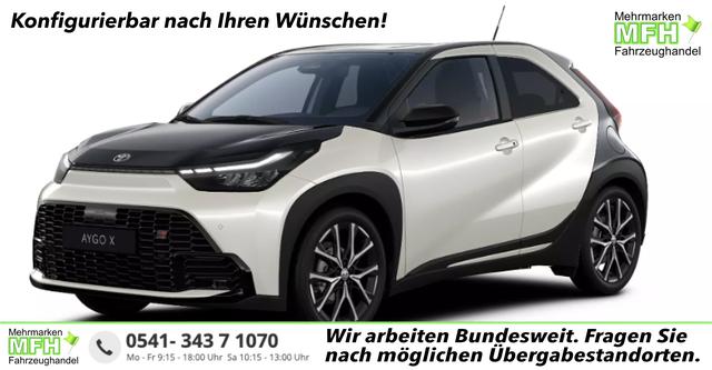Toyota Aygo X - GR Sport 1.5 Hybrid 115PS CVT/AUTOMATIK, 3J Garantie, 18" Alufelgen, Smart Entry, Dach schwarz, Privacy-Glas, Sitzheizung, Parksensoren v/h, R&uuml;ckfahrkamera, 2-Zonen-Klimaautomatik, Audiosystem 10,5" + Cloud-NAVI, Lederlenkrad, ACC, LED-Scheinwerfer, JBL-SOUND