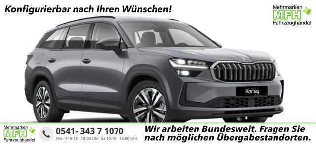 Skoda Kodiaq - Selection Business Edition 1.5 TSI mHEV 150PS DSG, 3J Garantie, 18" Alu, ANH&Auml;NGERKUPPLUNG, MATRIX-LED, ELEKTR. HECKKLAPPE, NAVI 13", KESSY+ALARM, Fahrersitz + Sitzheizung, SPORT-M-Lederlenkrad beheizt, 3Z-Climatronic, ACC, Parksensoren v/h, R&uuml;ckfahrkamera, Dachreling