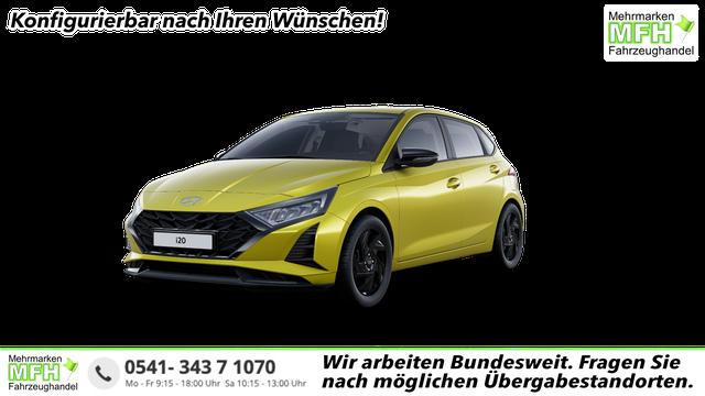Hyundai i20 - Blackline 1.0 T-GDI 90PS, 16" ALU SCHWARZ, SPIEGEL FULL-LED-SCHEINWERFER, NAVI 10,25", Winter-Pack: Sitzheizung + Lenkradheizung, Klimaautomatik, Privacy-Glas, Parksensoren hinten, R&uuml;ckfahrkamera, Tempomat, Lederlenkrad, Reserverad, Alarm, Armlehne