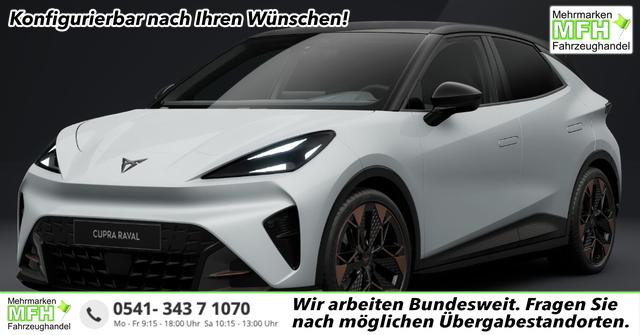 Cupra Raval - VZ "VZ" 225/55, 5 Jahre Garantie, 19" Alufelgen, DCC-Fahrwerk, KESSY, Alarm, 2-Zonen-Climatronic, Radio 12,9" + Full Link, Digitales Cockpit, Parksensoren vorn/hinten, R&uuml;ckfahrkamera, Sportschalensitze DINAMICA, FULL-LED-Scheinwerfer, Privacy-Glas