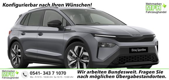 Skoda Elroq - Essence 2-Zonen-Climatronic, Parksensoren hinten, R&uuml;ckfahrkamera, SunSet, Infotainment 13" + Smartlink, M-Lederlenkrad, Alarm, Dachreling