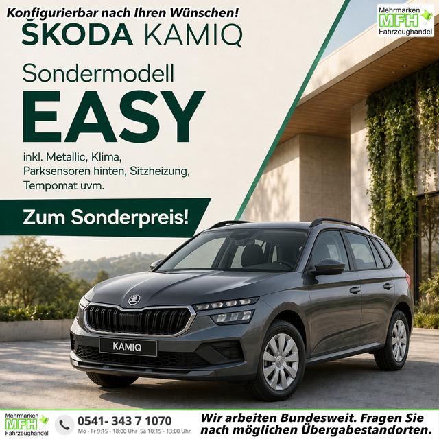 Skoda Kamiq - Easy 1.0 TSI 95PS, METALLIC, Klimaanlage, Sitzheizung, Parksensoren hinten, LED-Scheinwerfer, Tempomat, Infotainment 8", Virtual Cockpit Nebelscheinwerfer, Dachreling