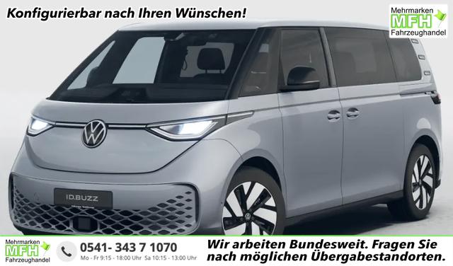 Volkswagen ID. BUZZ - Generation 7-SITZPL&Auml;TZE, 19" Alufelgen, 3Z-Climatronic, Beh. Frontscheibe, NAVI, ParkAssist, Parksensoren vo/hi, R&uuml;ckfahrkamera, Sitzheizung vorne, M-Lederlenkrad beheizt, Alarm, Keyless Advanced, Privacy-Glas, ID Box