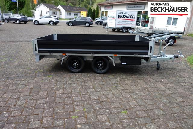 Anh&auml;nger Pritsche Variant 2018 P3 - 315x175x35 cm 2.000kg schwarze Aluw&auml;nde, Werkzeugkasten, LED-Beleuchtung AUSSTELLUNGSST&Uuml;CK 