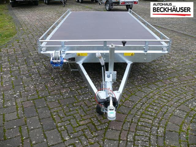 Mietanhänger Autotransporter / Multifunktion Saris PA 32 2.700kg 409x202 mit Seilwinde 