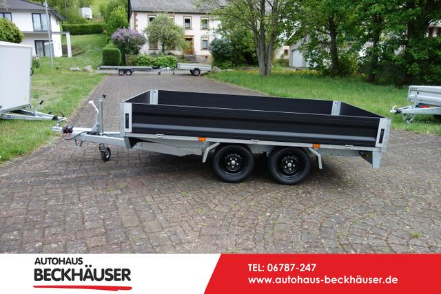Anhänger Pritsche - Variant 2018 P3 - 315x175x35 cm 2.000kg schwarze Aluwände, Werkzeugkasten, LED-Beleuchtung
