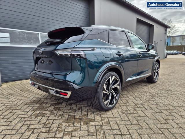 Nissan Qashqai 1.3 DIG-T MHEV 158 PS X-Tronic Tekna Premium Paket 20"LM Teil-Leder PanoGlasdach Klimaautomatik Sitzheizung Lenkradheizung Navi Head-Up Display elektr. Heckklappe ACC PDC v+h 360&deg;Kamera DAB Bluetooth Touchscreen Apple CarPlay Android Auto 