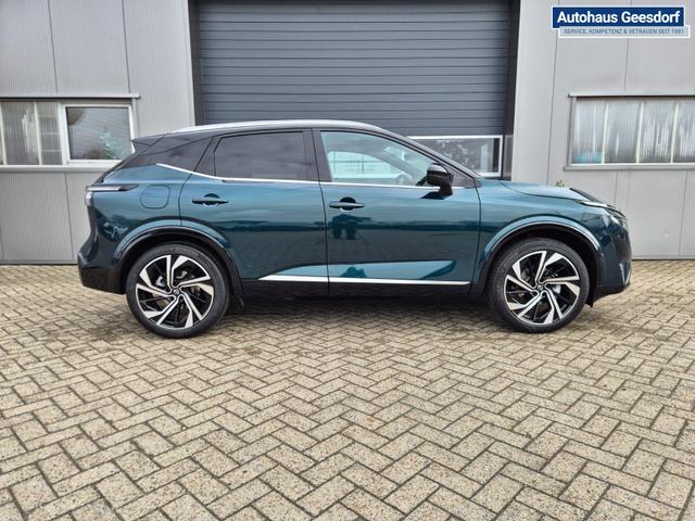 Nissan Qashqai 1.3 DIG-T MHEV 158 PS X-Tronic Tekna Premium Paket 20"LM Teil-Leder PanoGlasdach Klimaautomatik Sitzheizung Lenkradheizung Navi Head-Up Display elektr. Heckklappe ACC PDC v+h 360&deg;Kamera DAB Bluetooth Touchscreen Apple CarPlay Android Auto 
