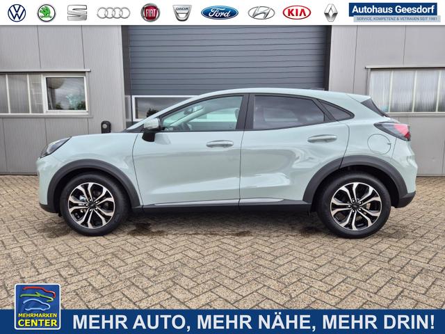 Lagerfahrzeug Ford Puma - Titanium 1.0 EcoBoost Hybrid 125PS Klimaautomatik Sitzheizung Lenkradheizung Frontscheibe beheizb. LED-Scheinwerfer Ford-Navi SYNC4 Bluetooth Apple CarPlay Android Auto PDC v h 17-LM