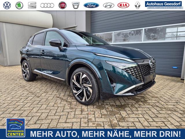 Lagerfahrzeug Nissan Qashqai - 1.3 DIG-T MHEV 158 PS X-Tronic Tekna Premium Paket 20"LM Teil-Leder PanoGlasdach Klimaautomatik Sitzheizung Lenkradheizung Navi Head-Up Display elektr. Heckklappe ACC PDC v h 360&deg;Kamera DAB Bluetooth Touchscreen Apple CarPlay Android Auto