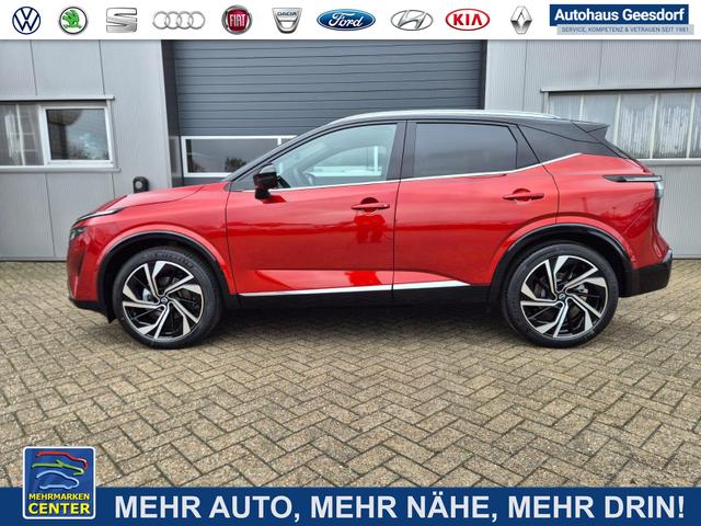 Lagerfahrzeug Nissan Qashqai - 1.3 DIG-T MHEV 158 PS X-Tronic Tekna Premium Paket 20"LM Teil-Leder PanoGlasdach Klimaautomatik Sitzheizung Lenkradheizung Navi Head-Up Display elektr. Heckklappe ACC PDC v h 360&deg;Kamera DAB Bluetooth Touchscreen Apple CarPlay Android Auto