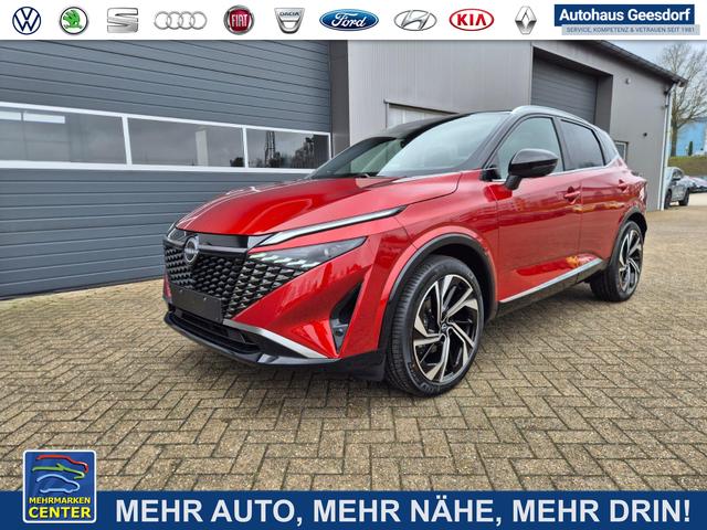Lagerfahrzeug Nissan Qashqai - 1.3 DIG-T MHEV 158 PS X-Tronic Tekna Premium Paket 20"LM Teil-Leder PanoGlasdach Klimaautomatik Sitzheizung Lenkradheizung Navi Head-Up Display elektr. Heckklappe ACC PDC v h 360&deg;Kamera DAB Bluetooth Touchscreen Apple CarPlay Android Auto