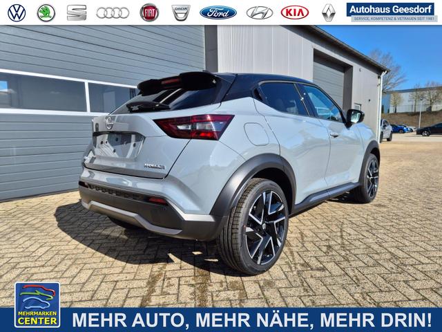 Lagerfahrzeug Nissan Juke - 1.0 DIG-T 114PS N-Design Automatik Teil-Leder Klimaautomatik Sitzheizung Lenkradheizung PDC v h R&uuml;ckf.Kamera Navi 19"LM Bluetooth Touchscreen Apple CarPlay Android Auto