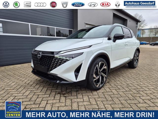 Lagerfahrzeug Nissan Qashqai - 1.3 DIG-T MHEV 158 PS X-Tronic Tekna Premium Paket 20"LM Teil-Leder PanoGlasdach Klimaautomatik Sitzheizung Lenkradheizung Navi Head-Up Display elektr. Heckklappe ACC PDC v h 360&deg;Kamera DAB Bluetooth Touchscreen Apple CarPlay Android Auto