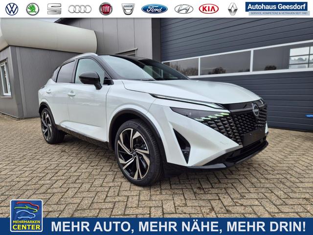 Lagerfahrzeug Nissan Qashqai - 1.3 DIG-T MHEV 158 PS X-Tronic Tekna Premium Paket 20"LM Teil-Leder PanoGlasdach Klimaautomatik Sitzheizung Lenkradheizung Navi Head-Up Display elektr. Heckklappe ACC PDC v h 360&deg;Kamera DAB Bluetooth Touchscreen Apple CarPlay Android Auto